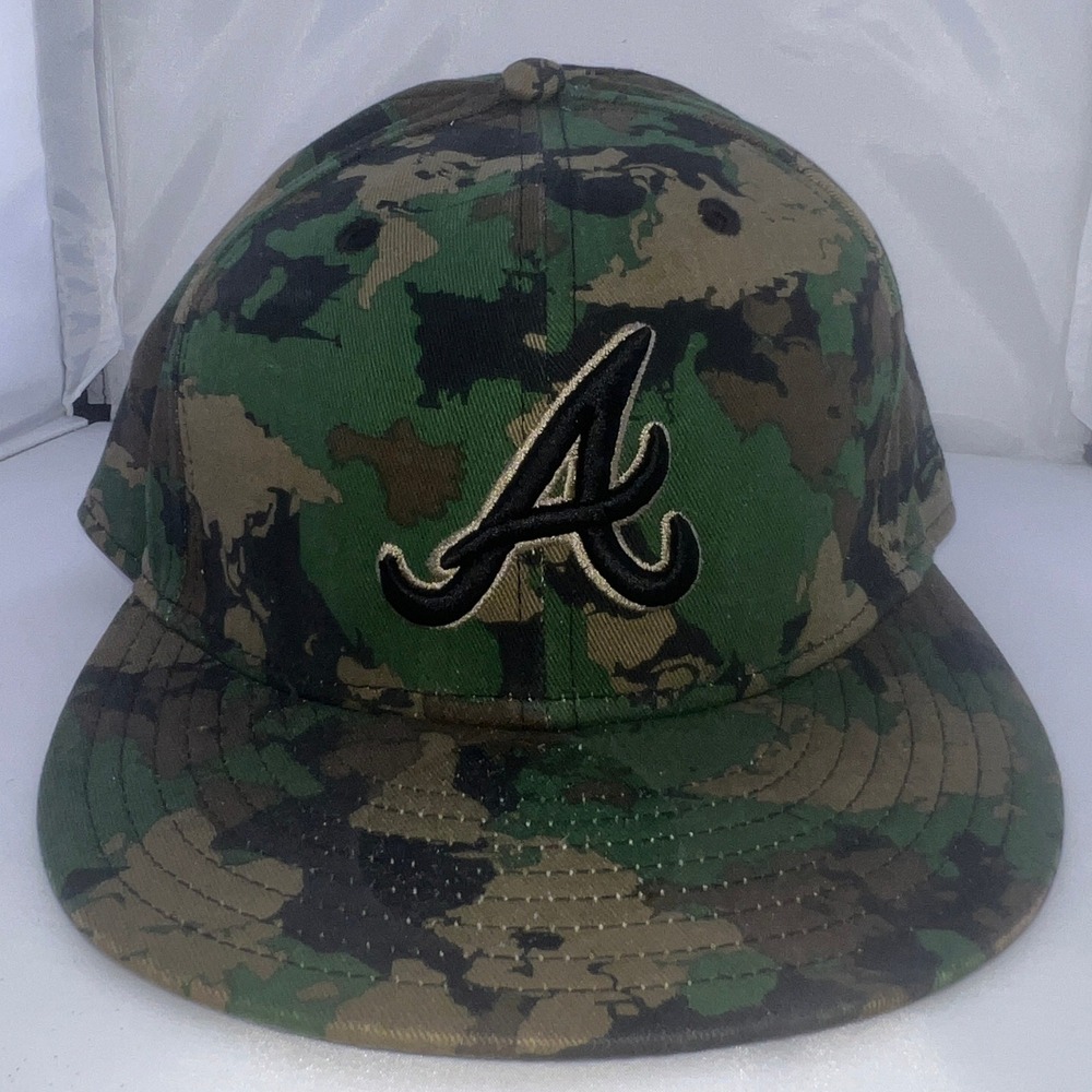 Atlanta Braves New Era Fitted Hat Camo 7 1/4 MLB Baseball Woodland Camouflage